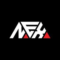 NEX triangle letter logo design with triangle shape. NEX triangle logo design monogram. NEX triangle vector logo template with red color. NEX triangular logo Simple, Elegant, and Luxurious Logo. NEX