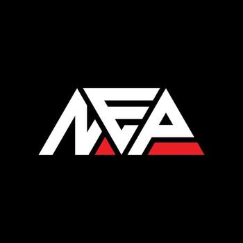 NEP triangle letter logo design with triangle shape. NEP triangle logo design monogram. NEP triangle vector logo template with red color. NEP triangular logo Simple, Elegant, and Luxurious Logo. NEP