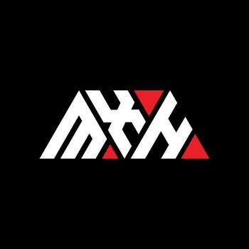 MXH triangle letter logo design with triangle shape. MXH triangle logo design monogram. MXH triangle vector logo template with red color. MXH triangular logo Simple, Elegant, and Luxurious Logo. MXH