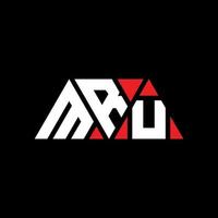 MRU triangle letter logo design with triangle shape. MRU triangle logo design monogram. MRU triangle vector logo template with red color. MRU triangular logo Simple, Elegant, and Luxurious Logo. MRU