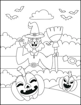 desenhos de halloween para colorir 9402886 Vetor no Vecteezy