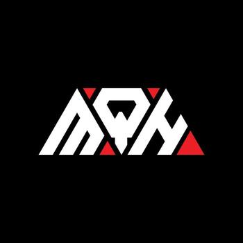 MQH triangle letter logo design with triangle shape. MQH triangle logo design monogram. MQH triangle vector logo template with red color. MQH triangular logo Simple, Elegant, and Luxurious Logo. MQH