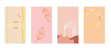 Set of 4 abstract background for social media post template. Colorful pastel with minimal element. vector