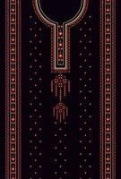 Ethnic red-gold color dress embroidery geometric pattern on black background. Tribal art fashion for shirts. vector