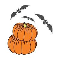 cute bats over a pumpkin. vector illustration for Halloween.