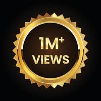 golden color 1 million views celebration thumbnail design vector