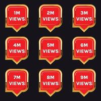 1 million to 9 million views celebration thumbnail design vector, 1m plus views thank you vector