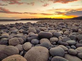 Beautiful riverside view with stone. Natural Landscape Wallpaper. photo