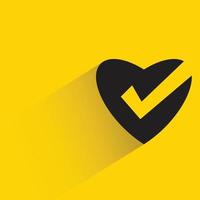 heart and check mark on yellow background vector illustration