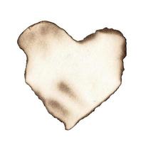 Vintage burned paper edges heart background photo