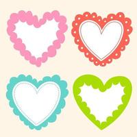 Cute Wavy Inside Dot Dash Line Doodle Cloud Heart Shape Green Blue Red Pink Sticky note Post it Borders Frames Background Set Collection Bundle Vector Illustration