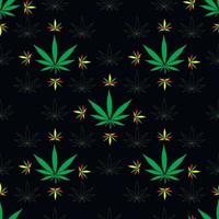 seamless cannabis pattern leaves  pattern on black background leaves vector