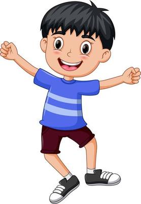 Cute little kid boy show happy and celebrate pose