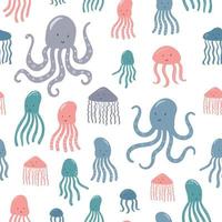 Funny little octopus. Seamless pattern for textile vector