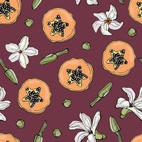 Seamless pattern with papaya. Design for fabric, textile, wallpaper, packaging. vector