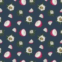Red dragon fruit. Fruit seamless pattern with pitahaya. Design for fabric, textile, wallpaper, packaging vector