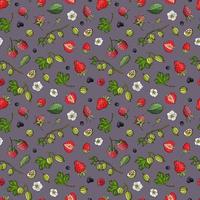 Fruity Seamless pattern with red and blackberries. Design for fabric, textile, wallpaper, packaging, cafe. vector