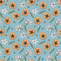 Seamless pattern with papaya. Design for fabric, textile, wallpaper, packaging. vector