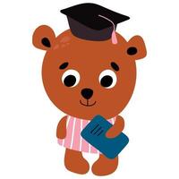 Back to school. Bear with a notebook. drawing style. White background, isolate. vector illustration.