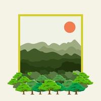 Trees frame and landscape view nature vector