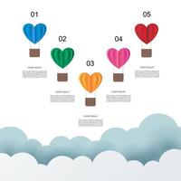Infographic template with heart balloon paper label, business template for presentation. vector illustration