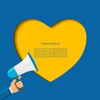 Megaphone for communication and text space. Voice announcement. Concept advertising. Vector illustration