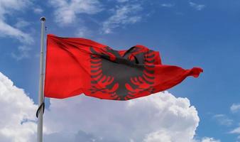 Albania flag - realistic waving fabric flag photo