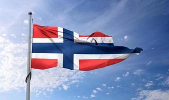 Norway flag - realistic waving fabric flag. photo