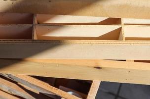 Small wooden boxes for audio tapes in a close up perspective view photo