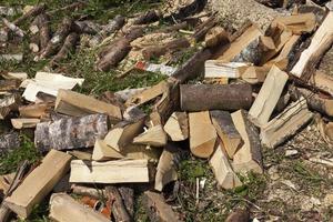 wood cut into logs for use in a stove or fireplace photo