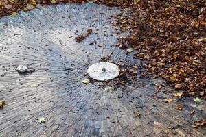 Detailed close up on old historical cobblestone roads and walkways photo