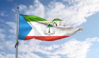 Equatorial Guinea flag - realistic waving fabric flag. photo