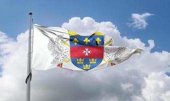 Saint-Barthelemy flag - realistic waving fabric flag. photo