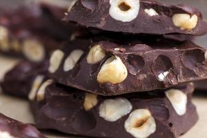 homemade chocolate with lots of cocoa and hazelnuts photo