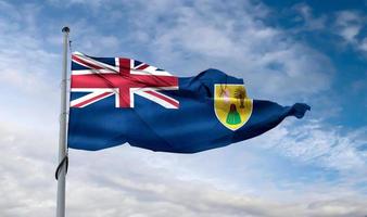 3D-Illustration of a Caicos Islands flag - realistic waving fabric flag.. photo