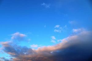 Beautiful panorama of orange and yellow clouds at sunrise photo