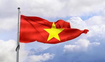 3D-Illustration of a Vietnam flag - realistic waving fabric flag. photo