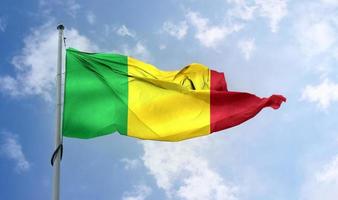 Mali flag - realistic waving fabric flag. photo