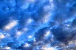 Beautiful panorama of orange and yellow clouds at sunrise photo