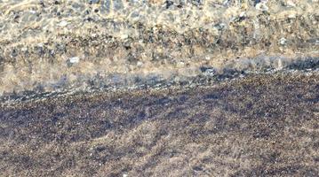 Detailed close up view on water surfaces with ripples and waves and the sunlight reflecting at the surface photo