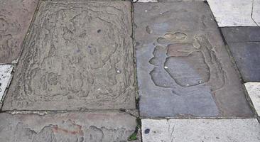 Detailed close up on old historical cobblestone roads and walkways photo
