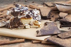 a multi layered cake made of chocolate and cream cakes photo