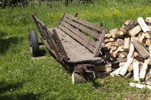 wood cut into logs for use in a stove or fireplace photo