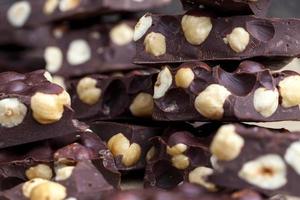 homemade chocolate with lots of cocoa and hazelnuts photo