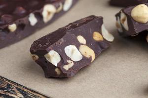 homemade chocolate with lots of cocoa and hazelnuts photo
