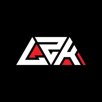 LZK triangle letter logo design with triangle shape. LZK triangle logo design monogram. LZK triangle vector logo template with red color. LZK triangular logo Simple, Elegant, and Luxurious Logo. LZK