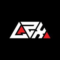 LZX triangle letter logo design with triangle shape. LZX triangle logo design monogram. LZX triangle vector logo template with red color. LZX triangular logo Simple, Elegant, and Luxurious Logo. LZX