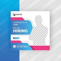 we are hiring social media post template vector