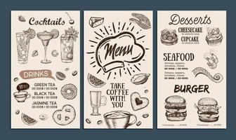 Restaurant cafe menu, template design. Food flyer. vector