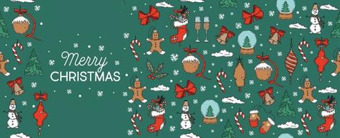 Christmas pattern in sketch style. Hand drawn illustration. vector